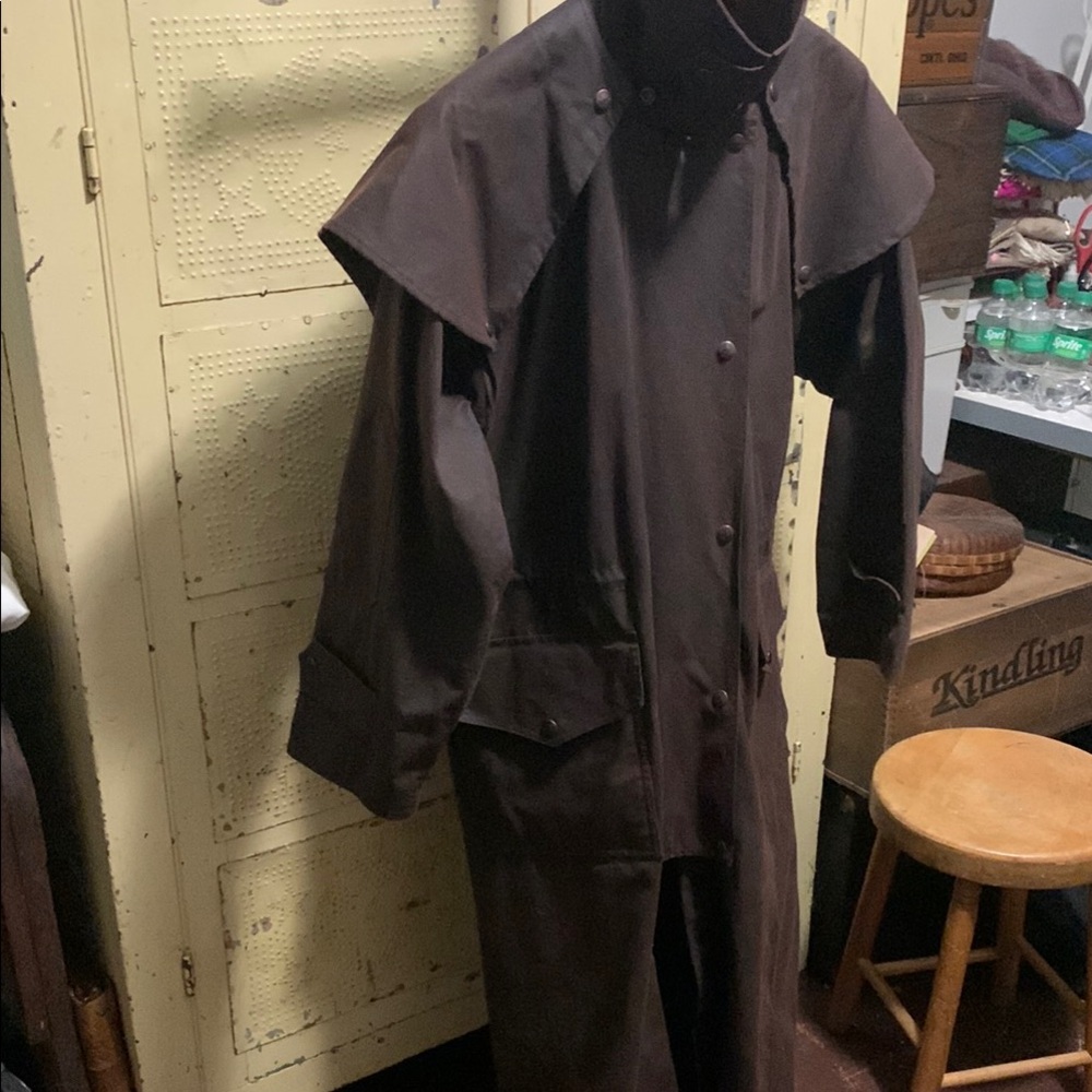 Outback Trading oil treated Brown Trench Coat with Capelet